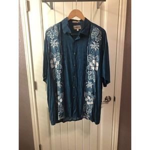 NEW Campia Moda Hawaiian Shirt Beach Vacation Button Down Lightweight Blue XL